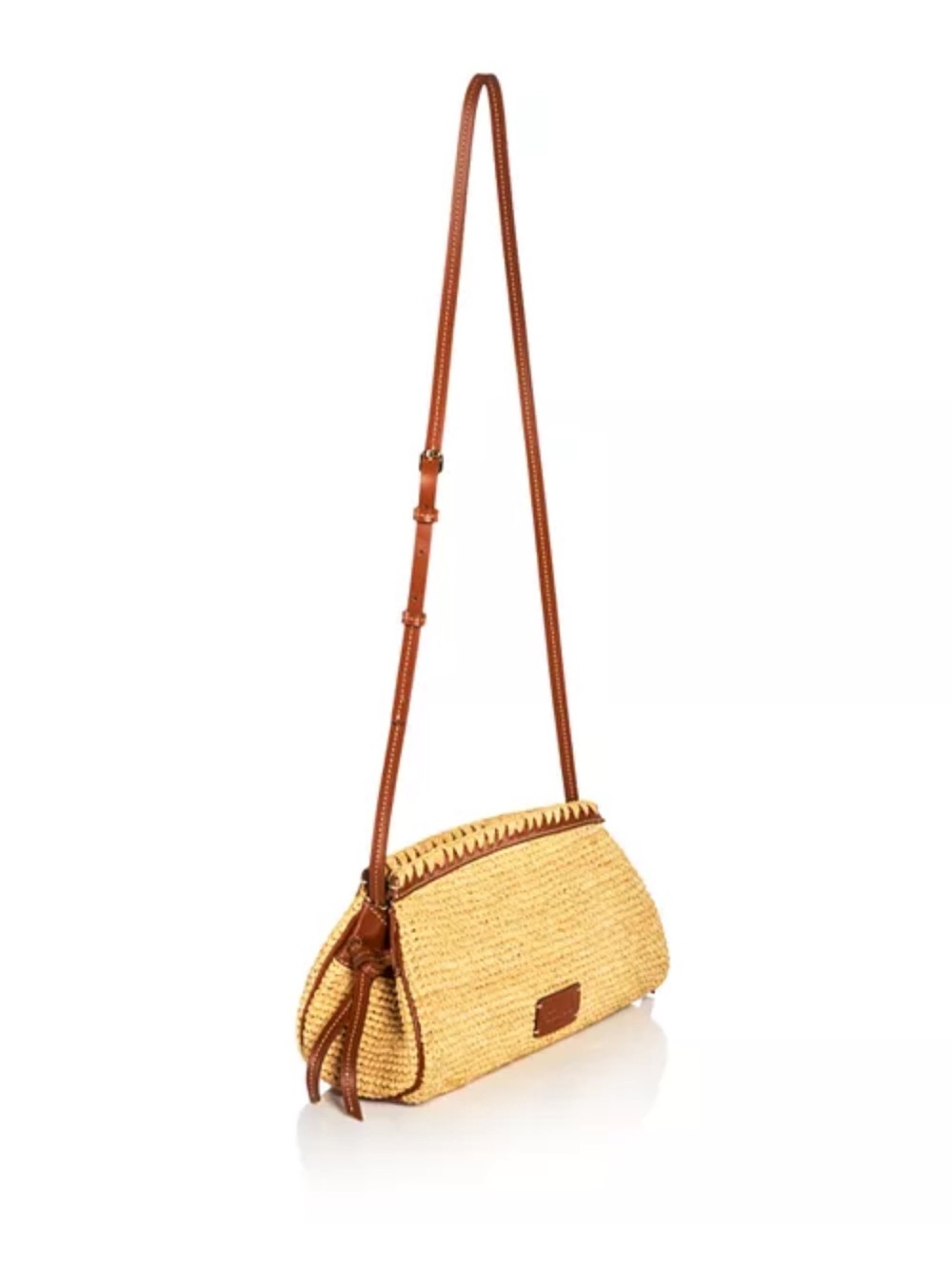 STAUD Lena Raffia and Leather Clutch Bag Natural Tan NWT - Picture 4 of 11